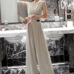 ワイドパンツ ハイウエスト オールインワン パーティードレス