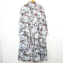 エイミーイストワール eimy istoire フレア ワンピース 長袖 マキシ丈 F ブラウン 大花柄 kz14164