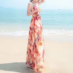 ワンピース キャミ シフォン リゾート☆マキシ バックレス