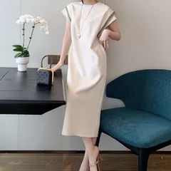 ワンピース ドレス ラウンドネック レイヤード