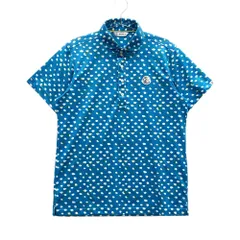 サイズ：L AND PER SE アンパスィ  半袖ポロシャツ 総柄 ブルー系 [240101553784] ゴルフウェア メンズ ストスト