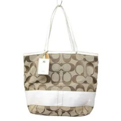 コーチ COACH 10125 シグネチャー トートバッグ キャンバス 切替 エナメルレザー ベージュ ホワイト 系 0131