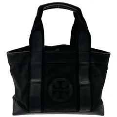 トリーバーチ　キャンバス　ブラック　デカロゴ　ハンドバッグ　Y-48