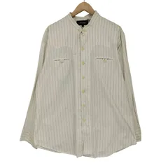 ユーズドフルギ USED古着 スタンドカラー ストライプ柄 長袖シャツ メンズ  XXL