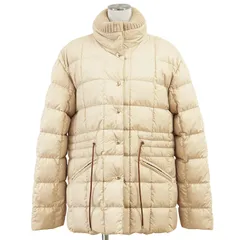 MONCLER モンクレール ショートダウンジャケット ニットカラー ANTIGONE 2024年製 ロゴ ワッペン ボタン レザードローコード スクエアキルト アウター スナップボタン付属 レディース サイズ 3 ライトベージュ ルーマニア製