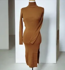 新品 モックネック ハイネック タートルネック ニート ロング ONE PIECE セクシー ONE PIECE