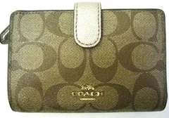 美品 コーチCOACH 本革 ２つ折り 財布 ウォレット L字ファスナー小銭入付