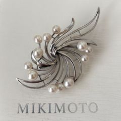 極美品】MIKIMOTO パールブローチ アコヤ真珠6珠 シルバー M刻印