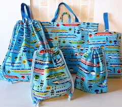 【匿名配送】ハンドメイド　入園入学5点セット NO.291 新幹線柄