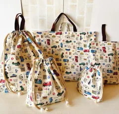 【匿名配送】ハンドメイド　入園入学5点セット NO.293 働く車柄