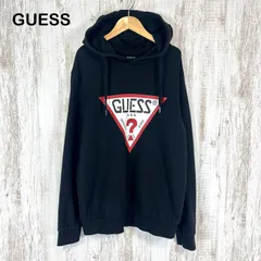 GUESS ゲス ロゴプリント フーディー 長袖 パーカー ブラック メンズ トップス