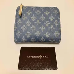G29 未使用 PATRICK COX パトリックコックス 折り財布 二つ折り財布 財布 小銭入れ レディース レザー 総柄 ブルー  おしゃれ お洒落 上品のサムネイル