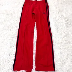 古着 adidas アディダス トラックパンツ スリーストライプス レッド ブラック 2512-469