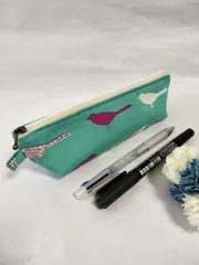 ハンドメイド　マチ付き　ペンケース　小鳥　B090