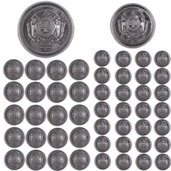 60個) (シルバー 15mm 20mm アクセサリー ブレザー ジャケット コート用ボタン レトロ アンティーク メタルボタン ルボナリエ