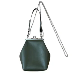 ビューティフルピープル　beautiful people　clasp shoulder hand pouch　khaki　カーキ　がま口　チェーン　ショルダーバッグ　牛革　スムースレザー