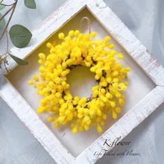 ミモザのリース　春のリース　アーティフィシャルフラワー