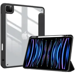 【在庫セール】ProCase iPad Pro 11 ケース 第4/3/2/1世代に適用（2022 2021 2020 2018) 透明 クリアバックカバー ペン収納 耐衝撃 三つ折り スタンド スマートカバー - ブラック