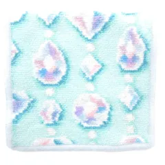 フェイラー FEILER ラブラリーバイ 美品 ハンカチポーチ 総柄 クリスタルシュガー シュニール織 水色 ライトブルー /AE