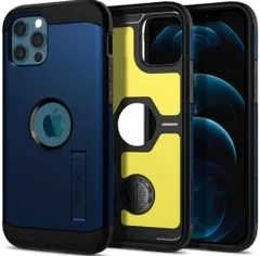 ★iPhone12ProケースiPhone12ケース耐衝撃米軍MIL規格取得スタンド付き衝撃吸収三層構造スマホスタンドカメラ保護傷防止衝撃吸収タフ・アーマーACS02298(ネイビー)