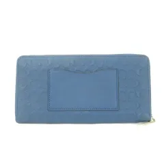 コーチ COACH 長財布 ウォレット ラウンドファスナー 小銭入れあり レザー エンボス加工 シグネチャー 青 ブルー 52330 /MN4 ■GY18