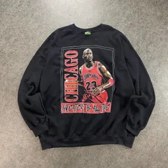 NBA CHICAGO BULLS MICHAEL JORDAN シカゴブルズ マイケル・ジョーダン スウェット トレーナー クルーネック プルオーバー グラフィック ブラック XXL ビッグサイズ