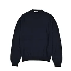 JIL SANDER ジルサンダー / ニットセーター クルーネック ハイゲージ 長袖 春夏 秋 3シーズン メンズ ヴァージンウール 100% ネイビー イタリア製 435389のサムネイル