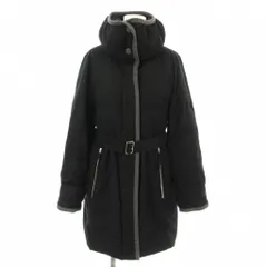 プラステ PLST ダウンコート ロング ジャケット ブルゾン スタンドカラー パイピング ベルト付き 2 黒 ブラック 12-4309004 /AP