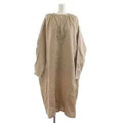 スタンプアンドダイアリー STAMP AND DIARY ワンピース ロング 長袖 リネン100％ ベージュ /RR