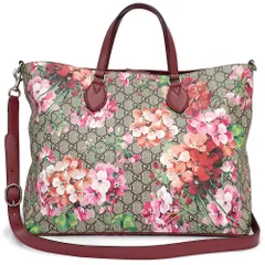グッチ 453705 ブルームス 花柄 GGスプリームキャンバス レッド ピンク ベージュ 2way ショルダー トートバッグ 斜め掛け アンティークシルバー金具 レザー GUCCI（未使用　展示品）