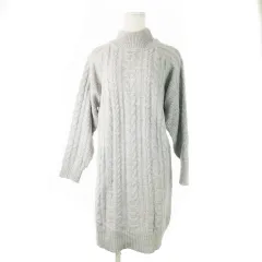 アズノウアズ as know as ニットワンピース ミニ ハイネック 長袖 ケーブル編み * M グレー /CK7