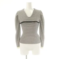 スナイデル SNIDEL スクエアカラーニットプルオーバー セーター 長袖 ボーダー F ブラック ホワイト /ES ■OS