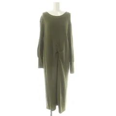 ナチュラルビューティーベーシック NATURAL BEAUTY BASIC ツイストディティールニットワンピース ロング M カーキ /DF ■OS