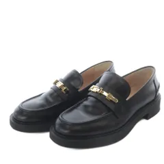 ジャンヴィトロッシ Gianvito Rossi バックルディテールレザーローファー スリッポン ローヒール レザー 37.5 ブラック /YO31のサムネイル