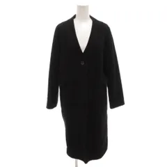 スローブ イエナ SLOBE IENA  ノーカラーコート ウール ひざ丈 38 黒 ブラック /FF