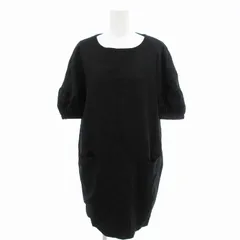 プープレ peu pres ワンピース ウール 半袖 ひざ丈 F 黒 ブラック /FF