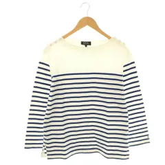 アーペーセー A.P.C. IENA別注 ボーダーカットソー Tシャツ 長袖 M ホワイト ブルー /DF ■OSのサムネイル