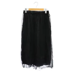 アダムエロペ Adam et Rope' レース フレアスカート ロング ギャザー ペチコート付 F 黒 ブラック /MY ■OS ■PN