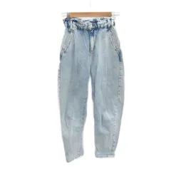 ザラ ZARA デニムパンツ ジーンズ テーパードパンツ アンクル丈 32 XXS 水色 ウォッシュ加工 /SY23 ■GY61