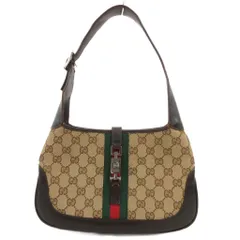 グッチ GUCCI 002058 ジャッキー ハンドバッグ ワンショルダー キャンバスレザー GG柄 シェリーライン 茶 ブラウン ベージュ /JS ■GY1