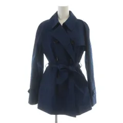 コーチ COACH トレンチコート 長袖 ミドル 総裏地 ダブル ロゴ S 紺 ネイビー /MQ