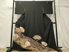 平和屋着物■豪華黒留袖　駒刺繍　飛鶴花唐草松文　金彩　正絹　逸品　CABC4041oy
