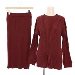 ステュディオス STUDIOUS セットアップ 上下 ニット カットソー 長袖 ウエストリボン タイトスカート ロング リブ F 赤 208533001 /BM
