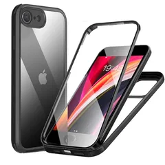 SDMOLO iPhone SE用 ケース 第3世代 For iPhoneSE SE2 SE3 iPhone7 iPhone8 対応 360°全面保護 米軍MIL規格 耐衝撃 軽量 ワイヤレス充電 指紋認証 前後両面9H強化ガラス フルボディ 4.7インチ 1