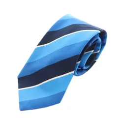 フランコバッシ FRANCO BASSI レギュラータイ ネクタイ レジメンタルストライプ柄 シルク 絹 青 ブルー 黒 ブラック /AN22