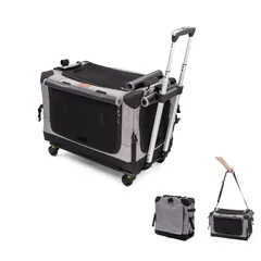 GPR 次世代 3WAYペットキャリーコンテナ キャリーカート 分離で使用可能 カバー丸洗い 静音キャスター 折りたたみ収納 900Dオックスフォード 三面メッシュ 小型犬 猫 小動物 耐荷重15kg (シルバグレー) 0