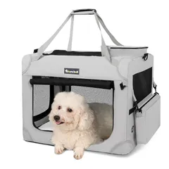 Totoro ball 犬用キャリーバッグ ソフトクレート 犬 キャリーケース 中型犬 犬用クレート 折りたたみ 犬 車用ケージ 5面メッシュ ロック付き 給水ボトルバンド付き 中小型犬・猫2匹 10kgまで『車載、旅行、避難、アウトドア、帰省で活用！』  0