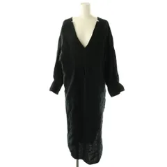 ジャーナルスタンダード レリューム JOURNAL STANDARD relume ワンピース ロング丈 麻 リネン F 黒 ブラック Vネック 長袖  /CX ■OS