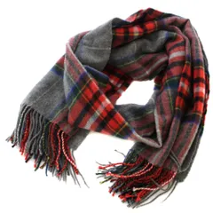 ビームスライツ BEAMS Lights マフラー ストール チェック柄 ウール 赤 グレー /BM ■MA