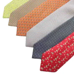 エルメス HERMES ネクタイ 6点セット 絹 シルク レギュラータイ 総柄 ロゴ マルチカラー /XZ ■OH ■GY18